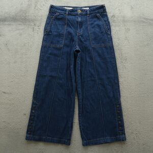 Pilcro Jeans Women's Size 27 Blue High-Rise Wide-Leg Cropped Denim 25" Inseam